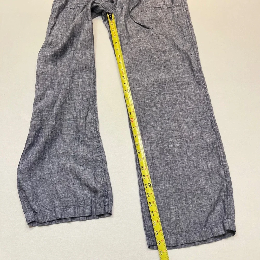 Jones & Co New York Blue 100% Linen Wide Leg Relaxed Drawstring Pants Size M